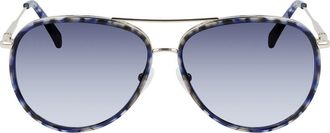 Longchamp Roseau 58mm Gradient Aviator Sunglasses in Gold/blue at Nordstrom Rack