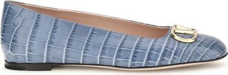 Valentino Garavani Blue Logo Ballet Flats