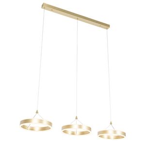 QAZQA Dise&ntilde;o L&aacute;mpara Colgante De Lat&oacute;n Oblonga Con Led Regulable En 3 Pasos 3 Luces - Lyani Aluminio /acero /pl&aacute;stico Alargada /redonda Incluye Led Max. 3 X