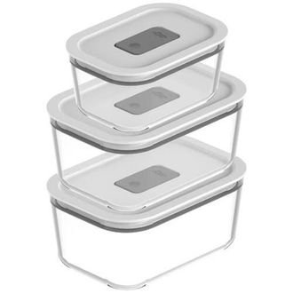 Ou Stackable Airtight Glass Food Storage Container Set with Microwave Valve and Leak Proof Lid, 6 Piece in Clear With White Lid at Nordstrom