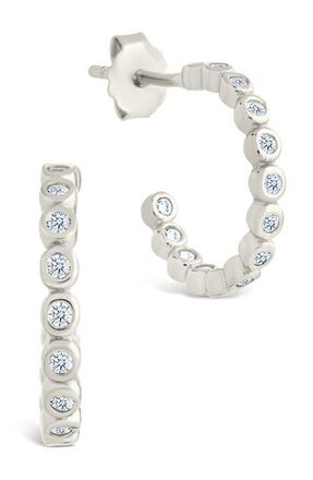 Sterling Forever Bezel Hoop Earrings in Silver at Nordstrom
