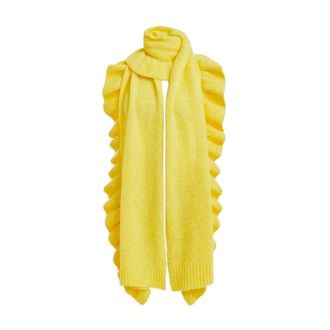 Essentiel Accessoires, Dames, Geel, ONE Size, Wol, Jamboree Oversized Sjaal met Ruffles