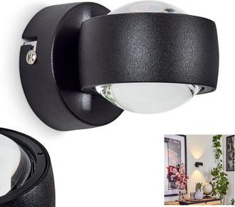HOFSTEIN LED Wandleuchte Stong, moderne Wandlampe aus Metall/Glas in Schwarz/Klar, Leuchte mit tollem Up&Down-Effekt, Lichtfarbe 3000 Kelvin, 470 Lumen, 1-flam