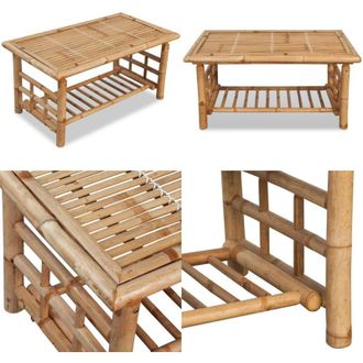 vidaXL Tavolino da Caff&egrave; in Bamb&ugrave; 90x50x45 cm - Tavolino da salotto - Tavolino esterno