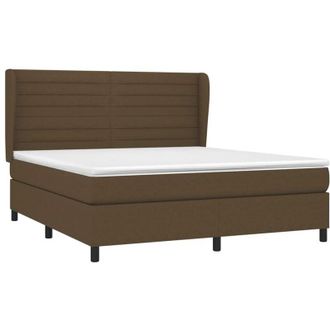 vidaXL Vidaxl - Cama Box Spring Con Colch&oacute;n Tela Marr&oacute;n Oscuro 160x200 Cm