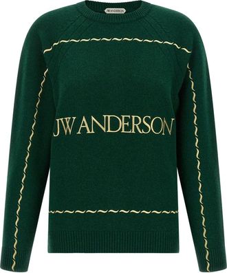J.W.Anderson Truien & Vesten, Dames, Groen, S, Wol, Ronde hals gebreide kleding