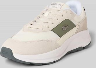 Lacoste Low Top Sneaker mit Leder-Details Modell RUN SET in Offwhite, Gr&ouml;&szlig;e 41