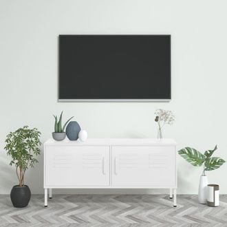 vidaXL Vidaxl - Mueble Para Tv De Acero Blanco 105x35x50 Cm