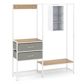 Costway Costway Appendiabiti Multifunzionale Con 2 Scarpiere, 3 Ganci E Cassetti