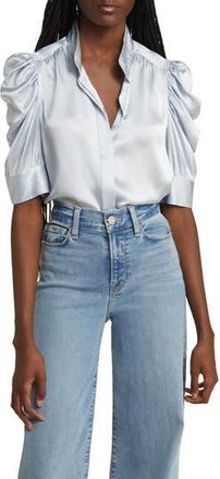 Frame Denim Gillian Silk Button-Up Shirt in Denim Blue at Nordstrom Rack, Size Xx-Small