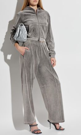 Alexander Wang Sweatpants With Shimmering Crystals, Womens, Grey