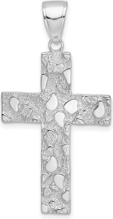 Diamond2Deal 14k Gold Polished Textured Nugget Style Cross Pendant