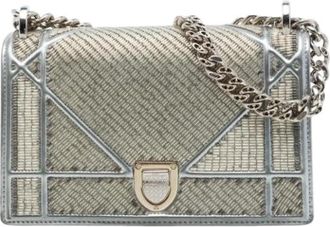 Dior Pre-owned Diorama Crossbody Bag - Dames - Vintage Schoudertas - Grijs - ONE Size - Leer - Vintage