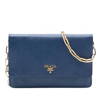 Prada Pre-owned Cross Body Bags, female, Blue, Size: ONE SIZE Pre-owned Wallet on Chain