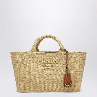 Prada Large shopping bag in crochet with leather details