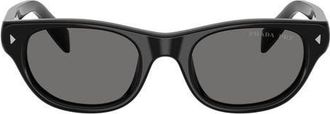 Prada 52mm Polarized Cat Eye Sunglasses in Black /Dark Grey Polar at Nordstrom