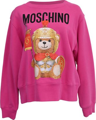 Moschino Couture Teddy Bear Oversized Sweatshirt In Pink Cotton
