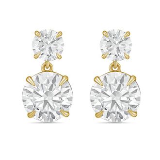 Diana M. Jewels 14KT YG 15.00 Ct TW of Lab grown round diamonds drop earrings