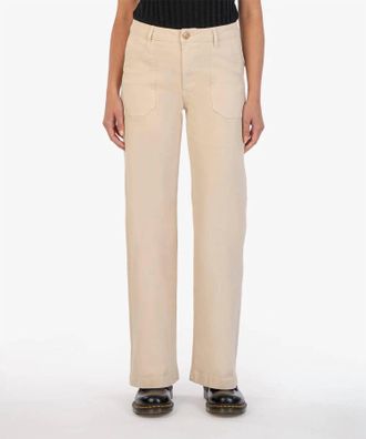 Kut from the Kloth Womens Meg Utility Pocket High Waist Wide Leg Pant In Beige