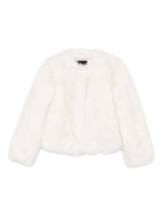 Maje faux-fur cropped jacket - women - Polyester/Viscose - 42 - White
