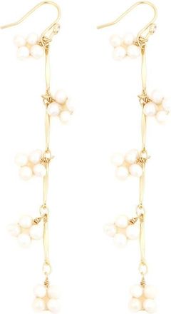 Panacea Freshwater Pearl Linear Drop Earrings in White at Nordstrom