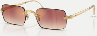 Ray-Ban Rb3928 by A$ap Rocky - Occhiali da sole rettangolari color oro arista con lenti viola a specchio