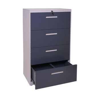 Hhg Hhg - Nunca Usado] Archivador Colgante 042, Archivador De Oficina Armario De Acero, A4 Con Cerradura, 132x76x46cm Gris-gris Oscuro