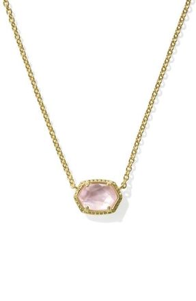 Kendra Scott Daphne Frame Stone Pendant Necklace in Gold Pink Mother Of Pearl at Nordstrom