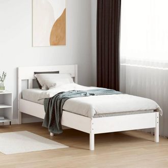 Berkfield Home Beautiful Bed Frame Frame White 75x190 cm Small Single Solid Wood Pine