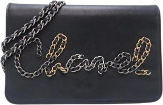 Chanel Pre-owned Chain/Shoulder wallet - Dames - Vintage Schoudertas - Zwart - ONE Size - Leer - Vintage