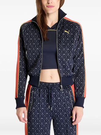 Puma patterned zip track jacket - women - Polyester/Elastane - S - Blue