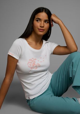 Kangaroos Kurzarmshirt KANGAROOS, Damen, Gr. 32/34, weiss (wei&szlig;), Rippware, Obermaterial: 100% Baumwolle, Basic h&uuml;ftbedeckend, Rundhals, mit Umschlag, Shirts Ku