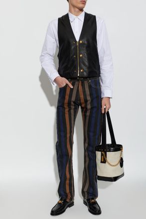 Versace Leather Vest, Mens, Black