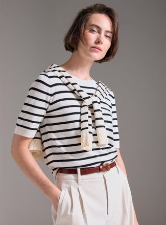 Contemporaine Womens Short-sleeve fine-knit sweater