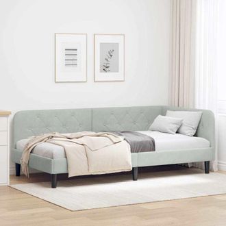 vidaXL Estructura De Cama En Esquina Gris Claro 80 X 200 Cm Terciopelo