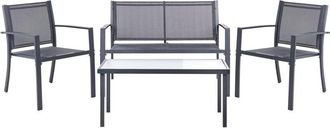 Beliani Garden Sofa Set Dark Grey Steel Lounge Set 4 Seater Set with Table Industrial Modern Style Garden Patio Balcony TAVOLETO