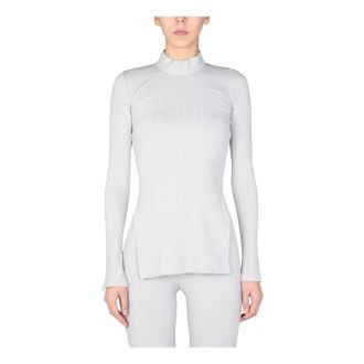 Helmut Lang Melange Rib Top - female - Helmut Lang - Long Sleeve T-Shirts - Gray - M - Tops