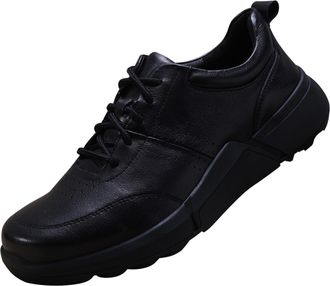 Generic Mens Leather Sneakers Soft Comfortable Business Casual Walking Shoes for Men (Black,5.5)