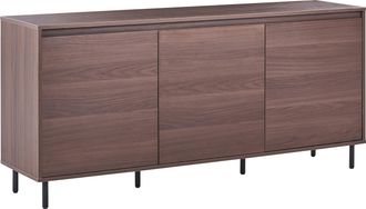 Beliani Aparador Moderno 3 Puertas Alto Patas De Metal Negro Armarios Marr&oacute;n Claro Nikea