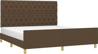 vidaXL Cama Sin Colch&oacute;n De Tela Marr&oacute;n Oscuro 160x200 Cm Vidaxl