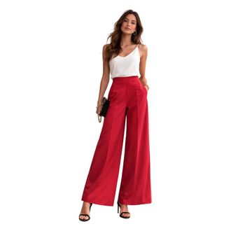 Liviana Conti Wide Trousers, female, Red, Size: XL Pantalone a Palazzo