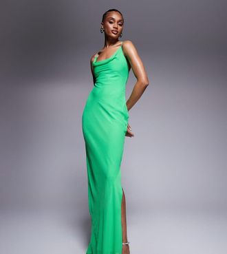 Asos Tall ASOS DESIGN Tall bias strappy cross back maxi dress in green