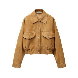 Versace Suede Blouson Jacket - female - Versace - Leather Jackets - Brown - S - Jackets
