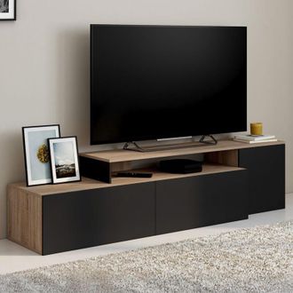 IDMarket Mueble Esquinero Modular Basile 180-240 Cm En Madera Y Negro