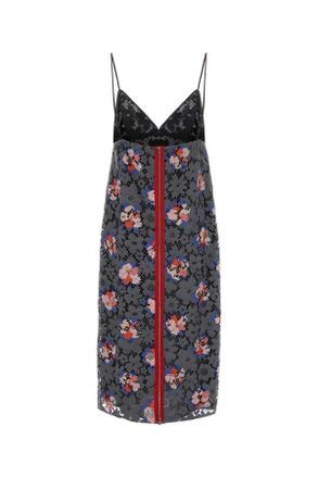 Fendi Womens Printed Lace Dress Asfalto-26 Abiti