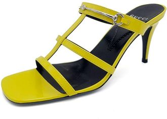 Gucci Yellow Leather Heeled Mules Size 37