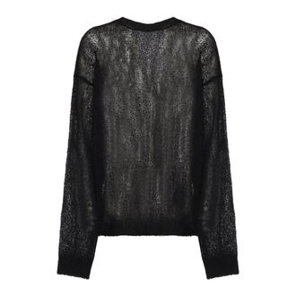 Ann Demeulemeester Round-neck Knitwear, male, Black, Size: M Round-neck Knitwear