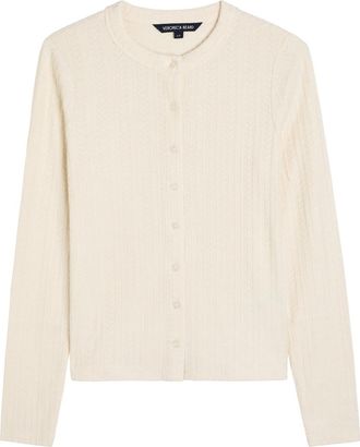 Veronica Beard Lira Pointelle Stretch-knit Cardigan - Ecru - S (UK8-10 / S)