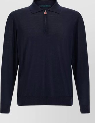 Kiton wool ribbed long-sleeve polo jumper