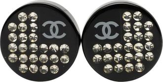 Chanel Orecchini a clip CC in resina con cristalli 2005 - Nero